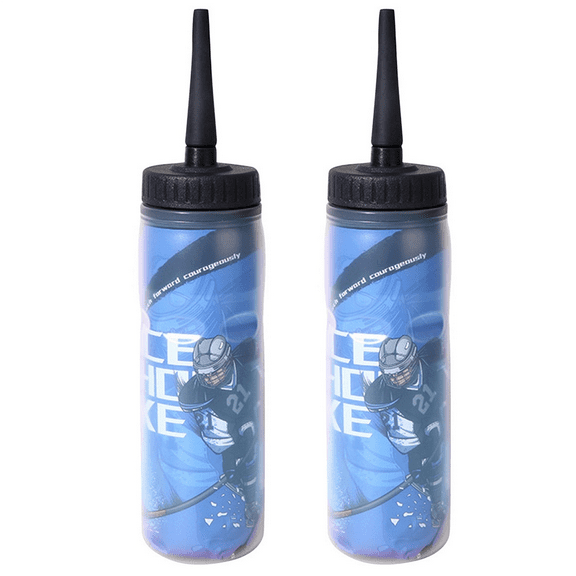 2X 650ML Ice Hockey Water Bottle Portable Football Bottle Classic Extended Tip Design Sports Bottle Mouthpiece,2 x Water Bottle,Blue