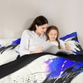 thumbnail image 4 of Manfei Chic Watercolor Bedding Comforter Set 7-Piece for Teen, Chinese Ink King Bedding Sets, Black Blue Splash Reversible Bed Sheets, Microfiber Bedroom Decor, 4 of 7