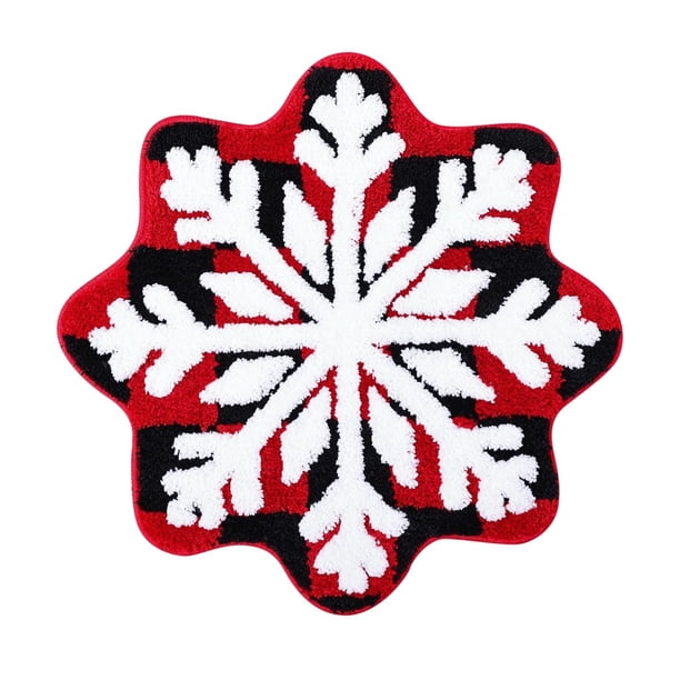 Fiudx Felpudo de Copos de Nieve Invernales, Antideslizante, Lavable, Bonito Adorno Navideño, Material Suave y Flexible, Ideal para La Entrada de Vacaciones, para Uso En Interiores y Exteriores, 67 X