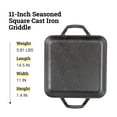 thumbnail image 4 of Lodge 11" Cast Iron Square Griddle - Chef Collection - For Indoor & Outdoor Cooking - Superior Heat Retention - Durable Cast Iron - Seasoned Kitchen Griddle, 4 of 5