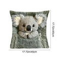 thumbnail image 3 of Christmas Cute Animals Pillow Covers 18x18 Koala 2.5D Decorative Pillows Case Short Plush indoor for Couch Sofa Room Home Decor B, 3 of 6
