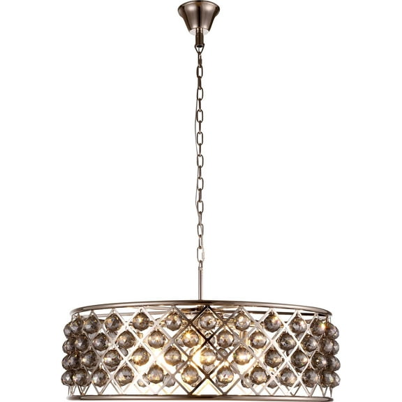Pendant MADISON 8-Light Mocha Brown Silver Shade Gray Crystal Glass Poli EL-3500