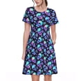 thumbnail image 1 of Balery Skull flower tie dye Vestidos sueltos de manga corta para mujer, vestidos de verano 2025, vestidos casuales de corte A con vuelo., 1 of 6
