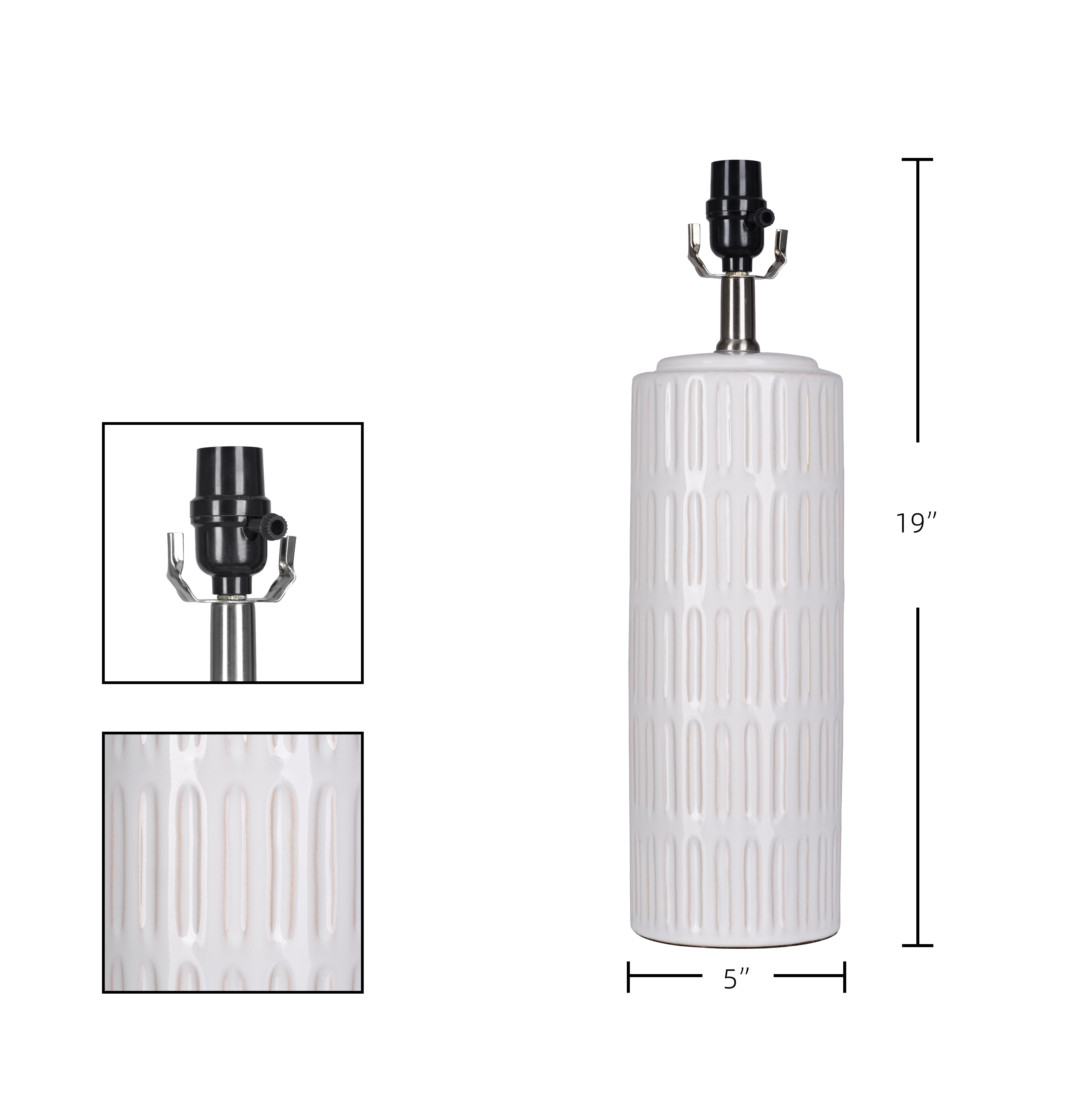(2 pack) Better Homes & Gardens Etched Ceramic Table Lamp Base, Natural Two-Tone, 19" H