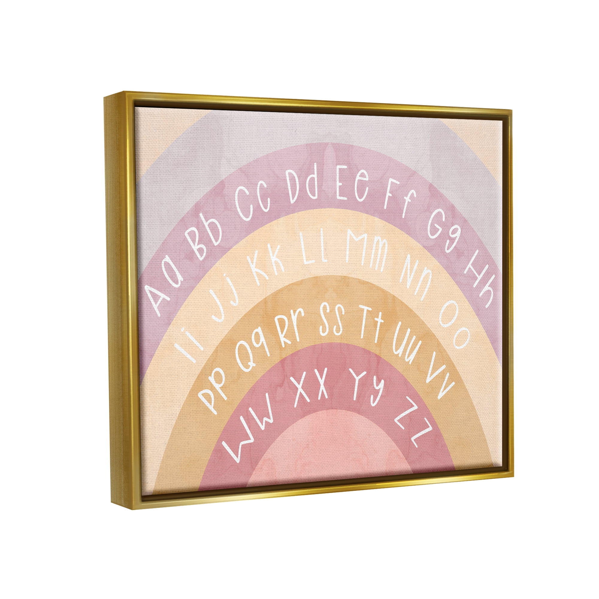 Stupell Industries Alphabet on Muted Arches Landscape Painting Gold Floater Framed Canvas Art Print Wall Art, 31 x 25