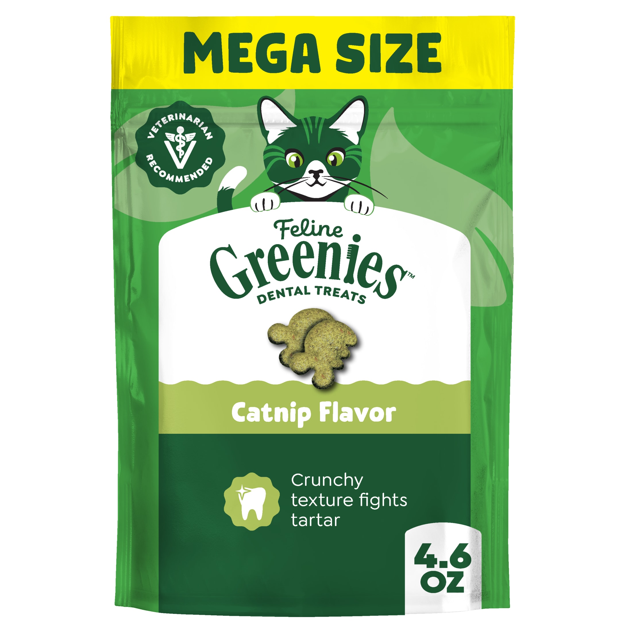 Greenies Feline Catnip Flavor Adult Natural Dental Cat Treats, 4.6 Oz Pouch