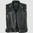 thumbnail image 5 of Sleeveless Motorcycle Jacket Slim Fit PU Leather Vest Lapel Cropped Jacket Black L, 5 of 6