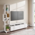thumbnail image 3 of Ada Home Decor Furniture for TVs up to 53" 4 Tier White Rossano Modern TV Stand with Doors, 3 of 8