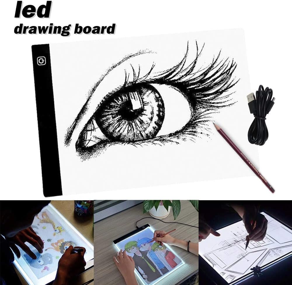 SONGAUN Light Box Drawing A4 LED Light Pad, Ultra-Thin Adjustable Brightness Light Box, Rechargeable Light Up Tracing Pad, Light Pad for Diamond Painting Sketching Stencilling Designing X-ray Viewing