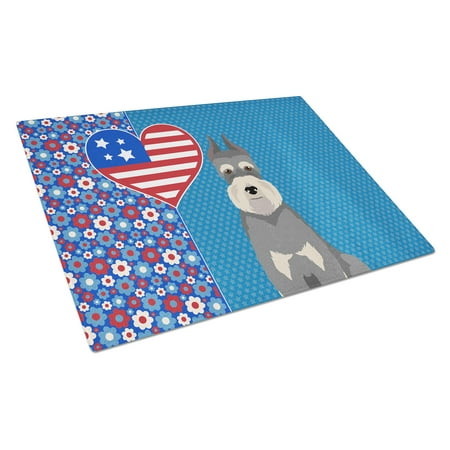Salt Pepper Schnauzer Glass Cutting Board Large 12 in x 15 in