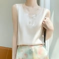 thumbnail image 2 of Taqqpue Women Embroidery Lace Tank Tops Sleeveless Lace Silk Satin Casual Top Elegant Dressy Cocktail Shirts Loose Fit Trendy Fashion Party Tank Tops, 2 of 3