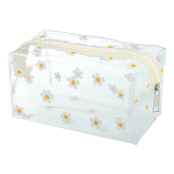 1 Pc Women Portable Clear Makeup Bag for Vacation Business Travel White