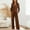 Brown, variant on Zedker Two Piece Lounge Sets for Women Fall Outfits Long Sleeve Button Tops Wide Leg Pants Matching Sets Vacation Travel Outfits
