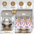 thumbnail image 5 of Window Privacy Film Pink Spring Floral Stained Glass Window Film Decorative Sun Block Window Cover Farmhouse Flowers Butterfly Watercolor Window Clings Static Sticker for Bathroom 23.6"x78.7", 5 of 7