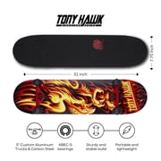 Tony Hawk Series 4 31 Pro Skateboard, Double Kickboard Skateboard with ABEC 5 Bearings, Flame Hawk