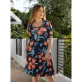 thumbnail image 2 of Womens Floral Elbow Sleeve Swing Dress, 2 of 5