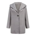 thumbnail image 5 of Kaprioy Womens Blend Coat Single Breasted Trench Jackets with Hood Winter Wool Coat Casual Warm Slim Long Overcoat Outwear Grey, XL, 5 of 5