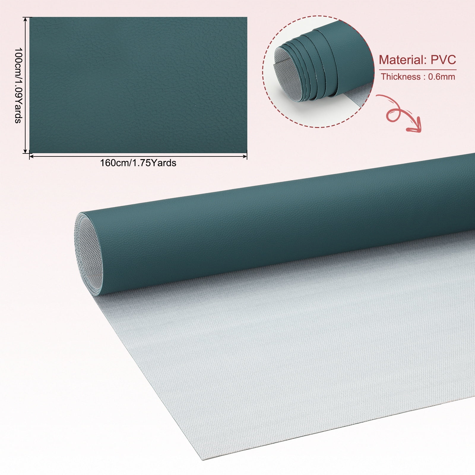 63x39.4in Faux Leather Sheets,  Faux Leather Fabric Sheets Vinyl Fabric Synthetic Soft Waterproof PU for Replacement Upholstery Car, Peacock Green
