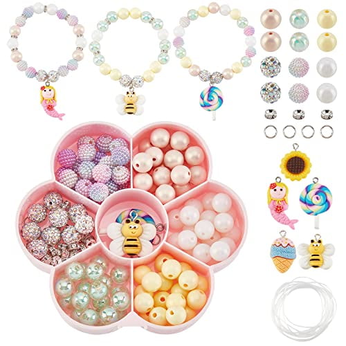 NOBRAND 1 Box Clay Mermaid Charms Polymer Clay Lollipop Charms Beading Bracelet Making Kit Ice Cream Bees Charm for Jewelry Making Crakle Bead Berry Beads