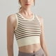 thumbnail image 1 of Chaleco deportivo de alta intensidad con almohadilla para el pecho para mujer, de una pieza, a rayas, moderno, ajustado, de secado rápido, para fitness, 1 of 3