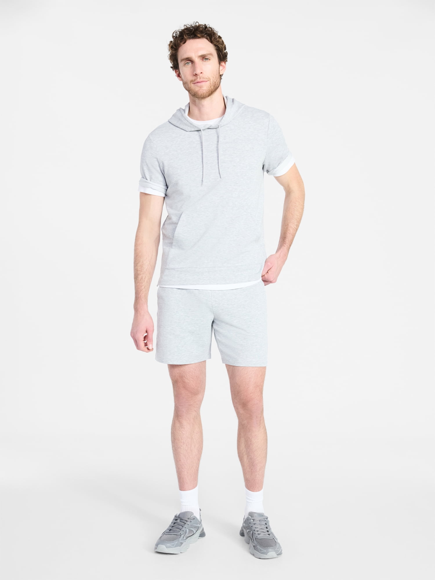 Athletic Works Men's and Big Men's Performance Coach Style Short Sleeve Hoodie Sweatshirt, Sizes XS-5XL