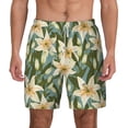 thumbnail image 2 of Goofa Lilies Flowers Printed Men's Swim Trunks Board Shorts Quick Dry Mens Swimming Trunks with Compression Liner,Breathable Fit Hawaii Beach Shorts-Small, 2 of 9