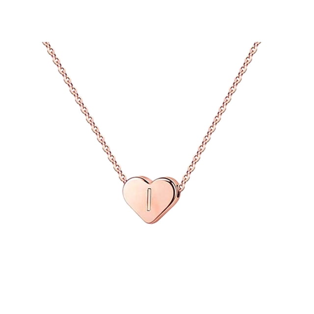 26 Initial Heart Shape Alphabet Collar para Mujeres Collares de Acero Inoxidable para Mujeres A Z 26 Alphabet Initial Collares de Oro Rosa para Mujeres Niñas