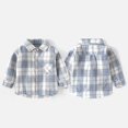 thumbnail image 3 of GYRATEDREAM Baby Boys Plaid Jacket Toddler Kids Long Sleeve Lapel Button down Pocketed Shirts Coats Shacket Cardigan Top for 12 Months-11 Years, 3 of 8