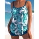 thumbnail image 2 of Trajes de baño de talla grande para mujer, 2 piezas, trajes de baño tankini con pantalones cortos de cintura baja, azul 3XL, 2 of 5
