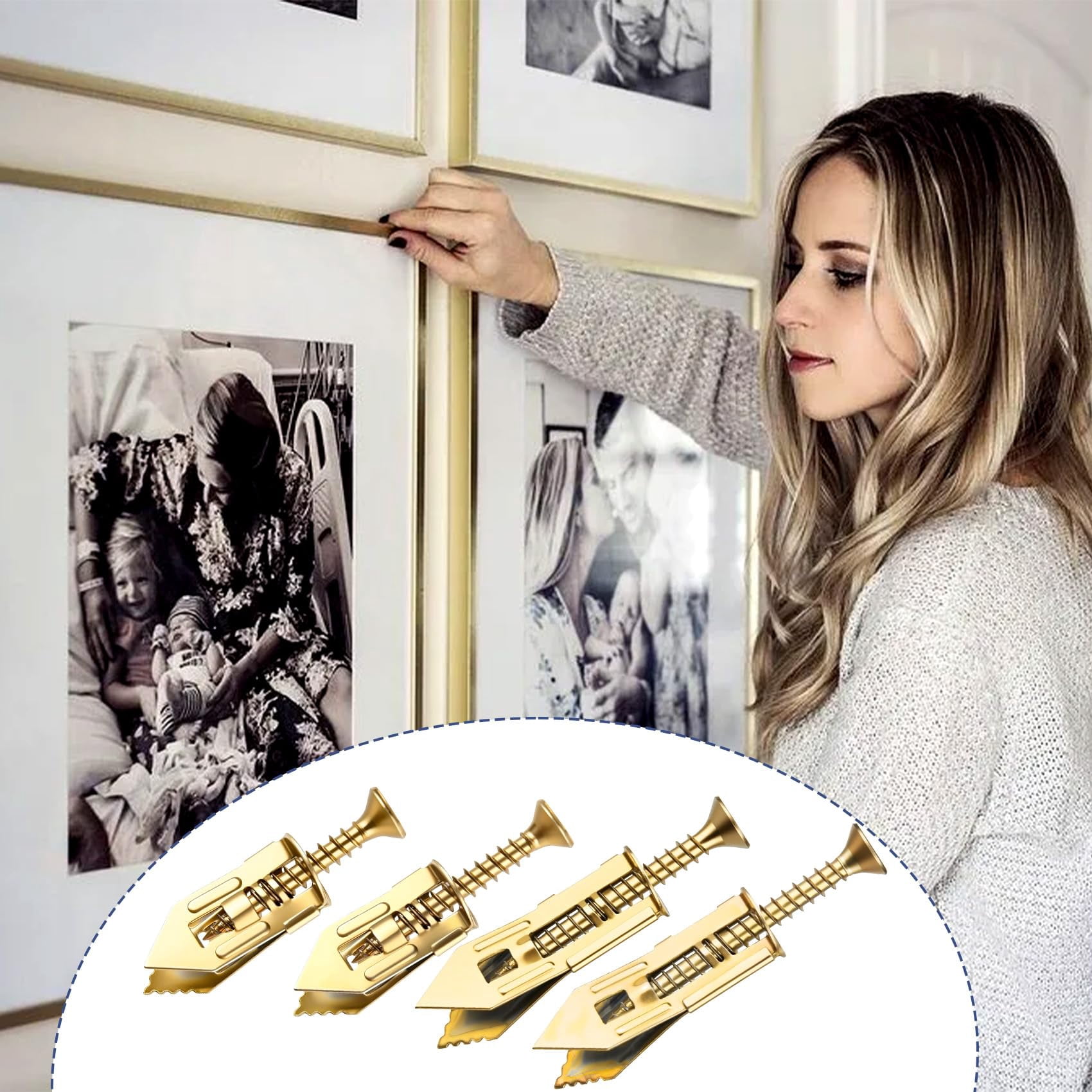 80 Pcs Self-Drilling Anchor Screws, Zinc Plated Steel Drywall Anchors, Heavy Duty Metal Expansion Bolt, No Drill or Holes, for TV, Shelf Straps, Gypsum Boards, Cabinets