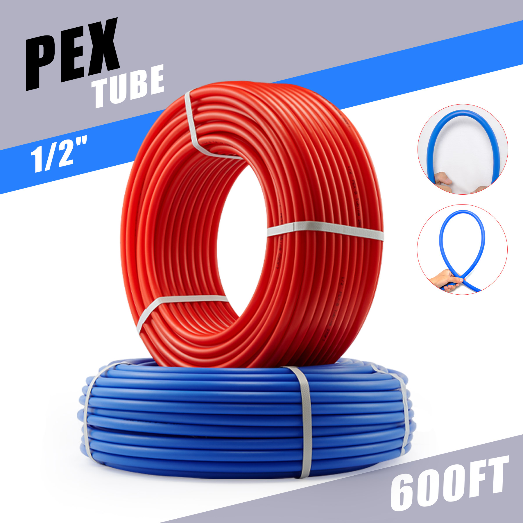 1/2 in. PEX Pipes 2x300ft Tubing PEX-B Plumbing Tubes for Radiant Floor Heating - image 1 of 1