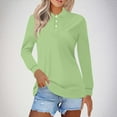 thumbnail image 2 of Womens V Neck Polo Shirts Long Sleeve Collared Tops Fall Loose Golf Casual Tunic Blouses, 2 of 5