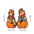 thumbnail image 2 of Fall Harvest Scarecrow Figurine Set of 2, Wood 2D Scarecrow Sitting on Pumpkin Statue with Sunflower, Autumn Farmhouse Tabletop Decor for Mantel Shelf Thanksgiving Home Decor, 2 of 4