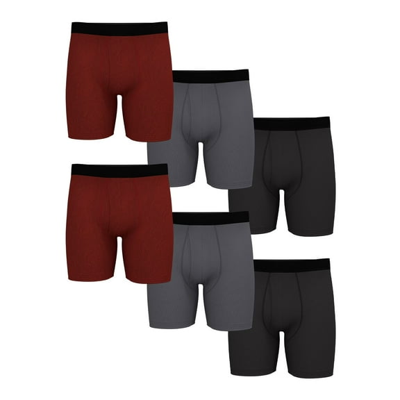 Men's Ultra Lite Mesh Boxer Brief, 6 Pack, Red/Black, Small