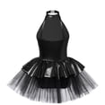thumbnail image 2 of TiaoBug Kids Girls Sequin Ballet Tutu Dress Sleeveless Halter Neck Dance Leotard Tulle Dress Black 6, 2 of 4