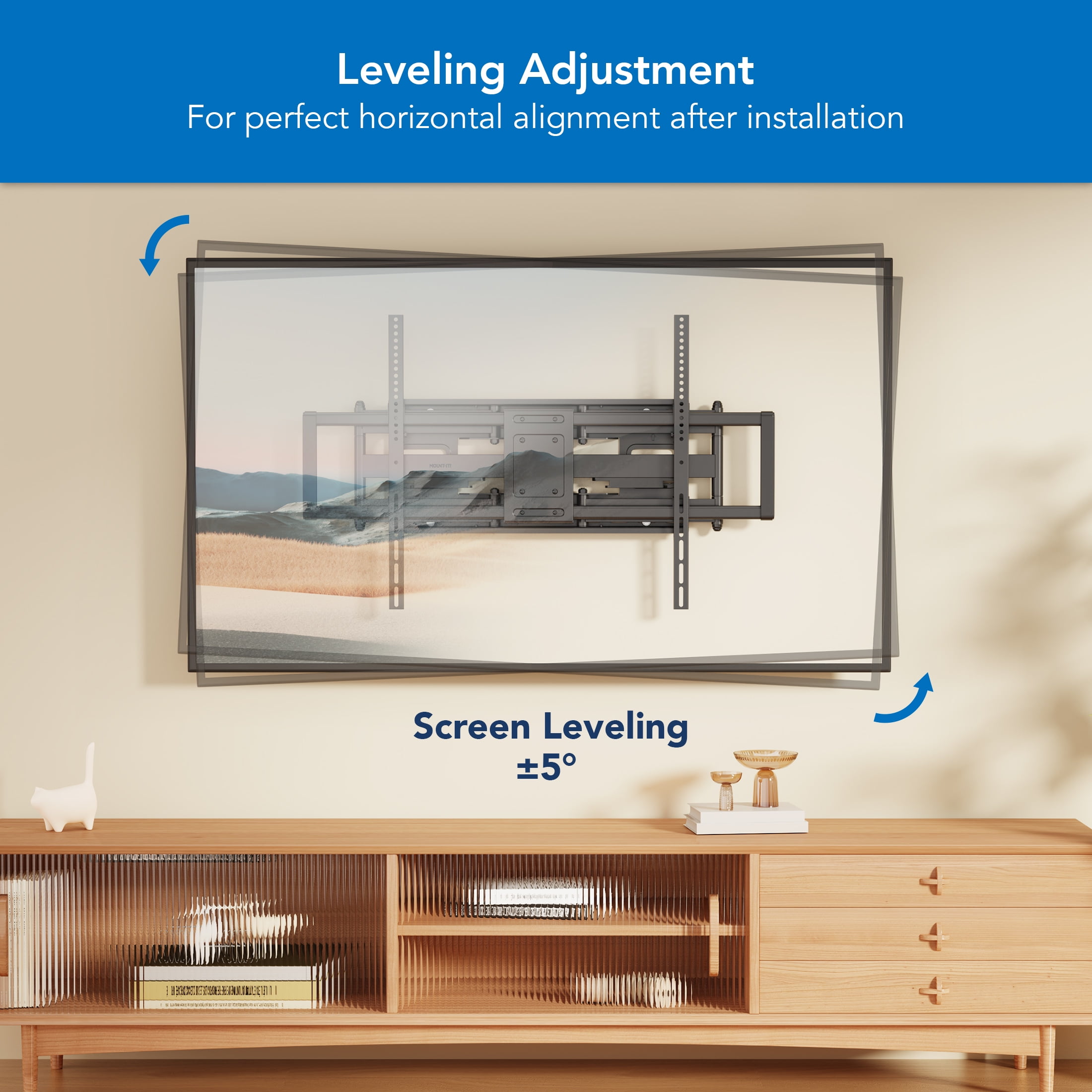 Mount-It! Heavy Duty XXL Full Motion Tv Mount, 60" to 120" Tv's, Capacity 264 lbs., Lifetime Warranty
