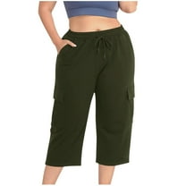 Lopecy-Sta Comfy Pants Women Spring Outfits 2025 Womens Capris with Pockets Loose Fit Casual Capri Pants Dressy Lightweight Ladies Baggy Cargo Pants for Hiking