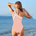 thumbnail image 6 of Karight Womens One Shoulder One Piece Swimsuit Color Block High Cut Bathing Suit Tummy Control Swimwear, 6 of 6