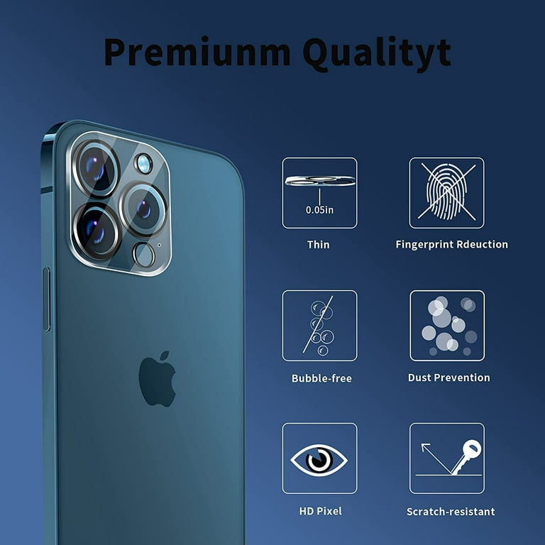 Dteck Camera Lens Protectors for iPhone 13 Pro Max, Metal Full Cover +  Tempered Glass Circle Screen Camera Protection For Apple iPhone 13 Pro Max,  Sierra Blue 