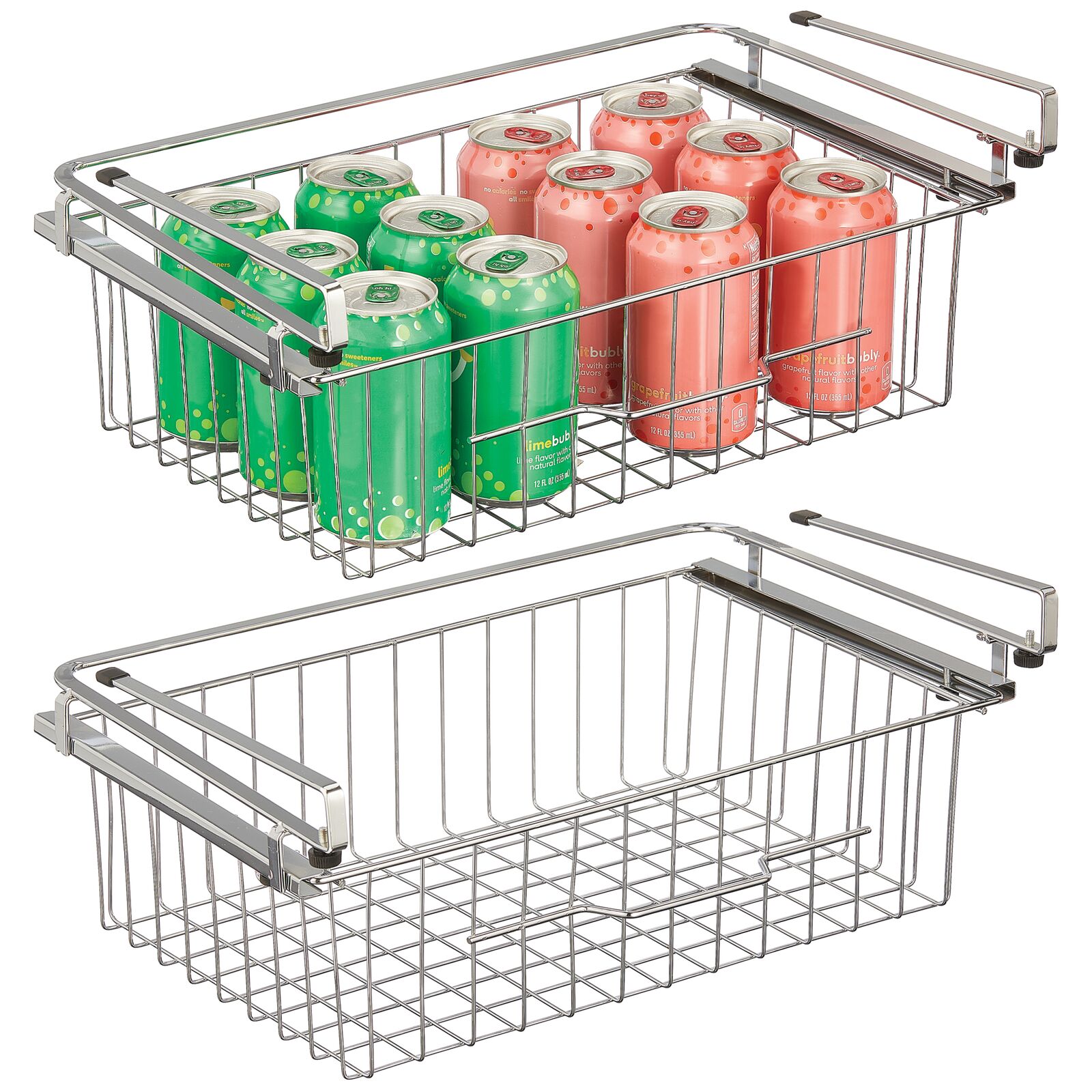 mDesign Large Metal Wire Hanging Pullout Drawer Basket Sliding Under