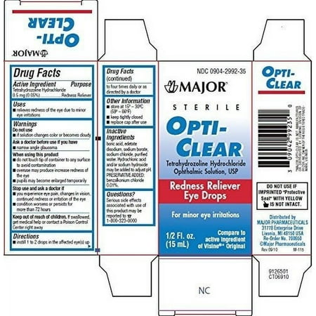 OPTI-CLEARÃ‚Â® STERILE REDNESS RELIEVER EYE DROPS 15ML/BOTTLE *COMPARE TO THE SAME ACTIVE INGREDIENTS FOUND IN VISINEÃ‚