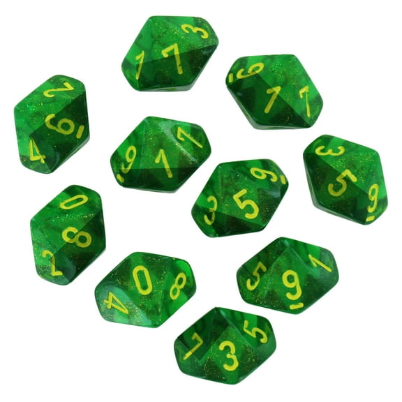 Chessex Borealis D10 Dice Set Maple Green with Yellow