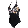 thumbnail image 4 of RXRXCOCO Women's One Piece Swimsuit Sexy Tummy Control V Neck Swimwear Halter Push up Bathing Suits, 4 of 10