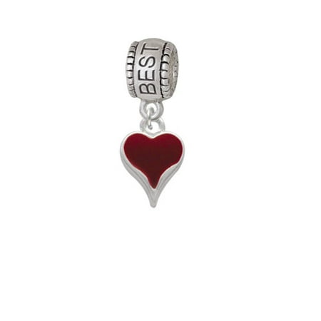 Small Long Maroon Heart - Best Friend Charm Bead