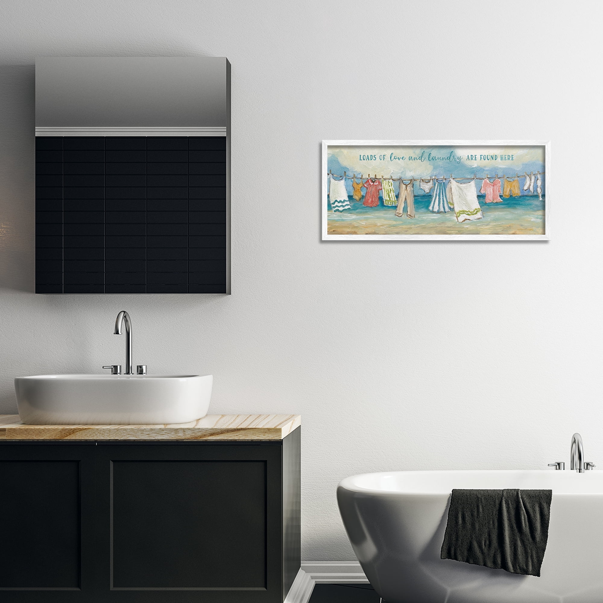 Stupell Industries Laundry By The Sea White Framed Giclee Art, design by Charlene Olson