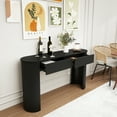 thumbnail image 5 of HIUU black console table for entryway,fluted console table with drawers,oval entryway tables narrow, 5 of 9