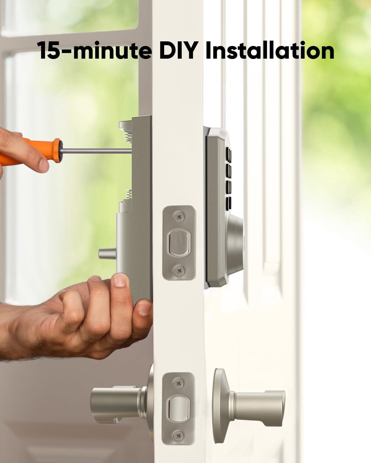 eufy Security Smart Lock C30, Keyless Entry Door Lock, Built-in WiFi Keypad Deadbolt for Front Door, No Bridge Required, Easy Installation, App Remote Control, Reliable Power, Traditional, Nickel