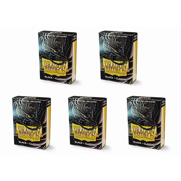 5 Packs Dragon Shield Classic Mini Japanese Black 60 ct Card Sleeves Value Bundle!