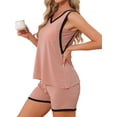 thumbnail image 4 of INSPIRE CHIC Women's Pajama Set with Breast Pads Tank Top & Shorts Set 2 Pcs Loose Fit Soft Sleepwear Lounge Set S Brick Red, 4 of 6
