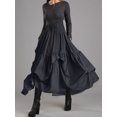 thumbnail image 3 of Vestido holgado vintage con escote cruzado y dobladillo con volantes para mujer, vestido de manga larga, vestido de invierno, vestidos de fiesta informales, 3 of 3